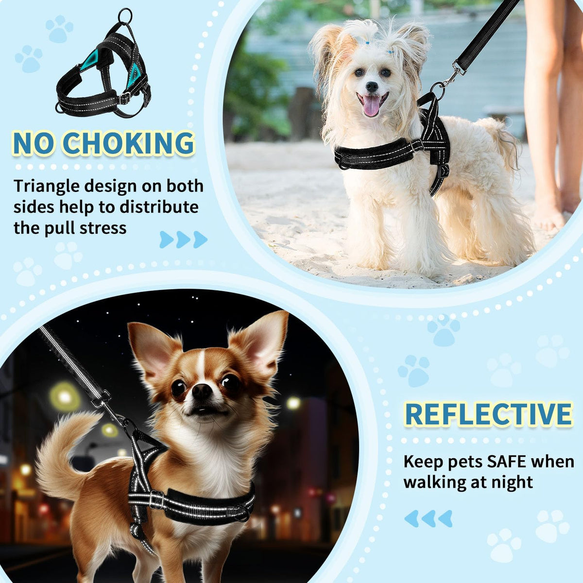 SlowTon No Pull Small Dog Harness and Leash Set with Front Clip – Essentials for Dogs - X-Small / Black - image 3