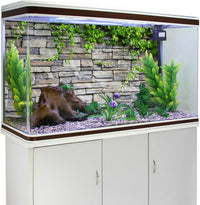 72x18 in Stone Brick Wall Aquarium Backdrop Leaves Fish Tank - 24x12in/60x30cm - image 3