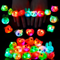 CCINEE 24Pcs Light Up Rings Flashing Assorted Colorful LED Rubber - 24Pcs/Animal Shapes