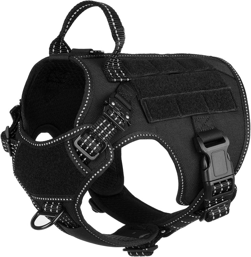 Tactical Dog Harness for Large Dogs, Reflective No Pull Dog Vest - Small (Pack of 1) / Black