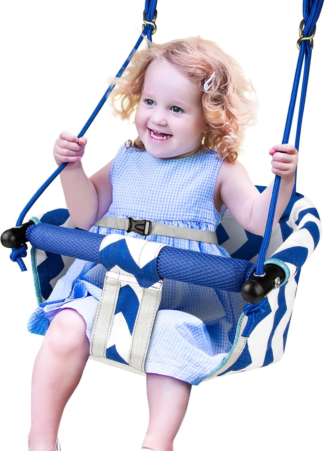 Shker toddler swing seat with soft cushion, detachable armrests and adjustable ropes