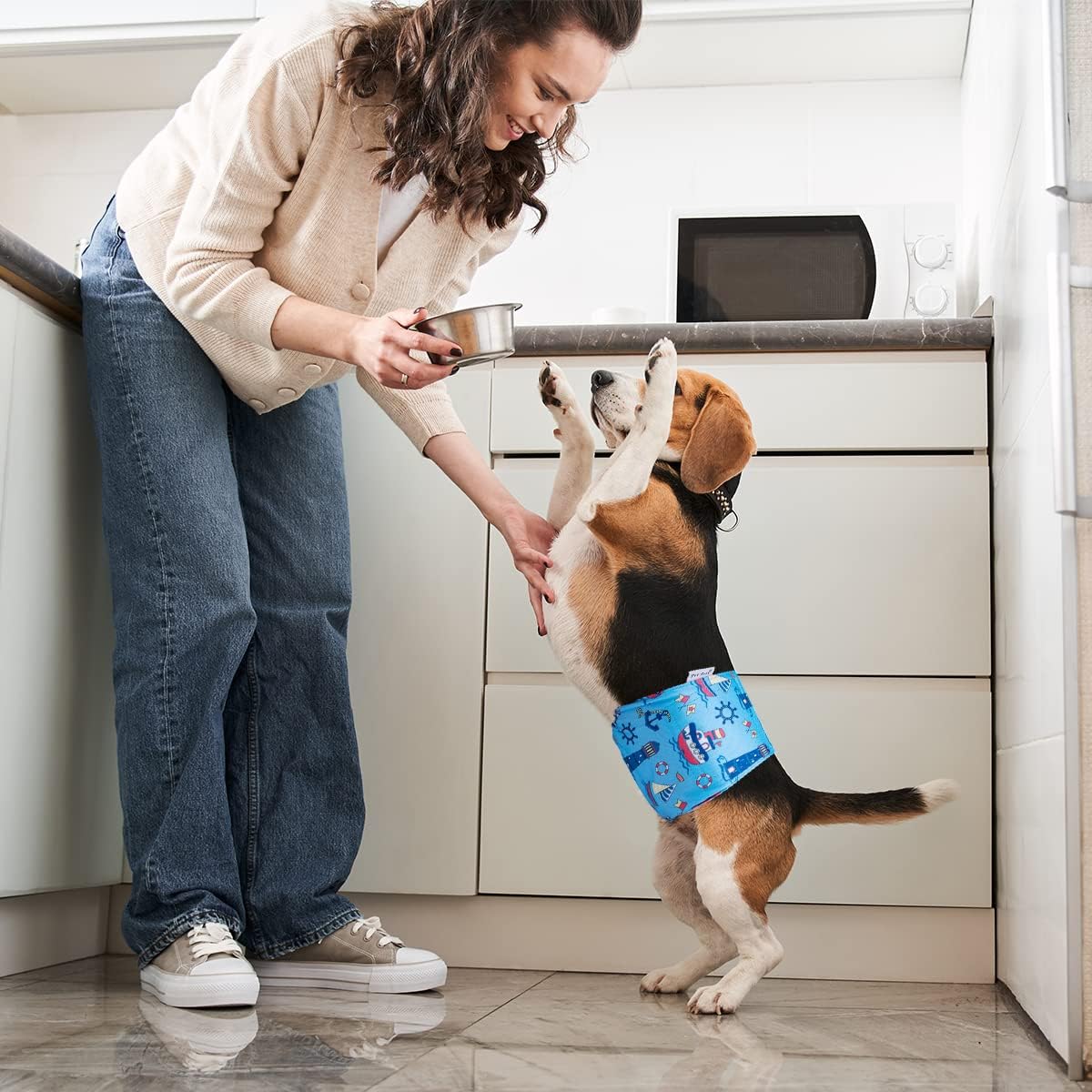 Pet Soft Dog Belly Bands - Washable Dog Diapers Belly Band for Male Dogs, Reusable Male Dogs Wraps - Sailor / X-Large (19''-23'') - image 4