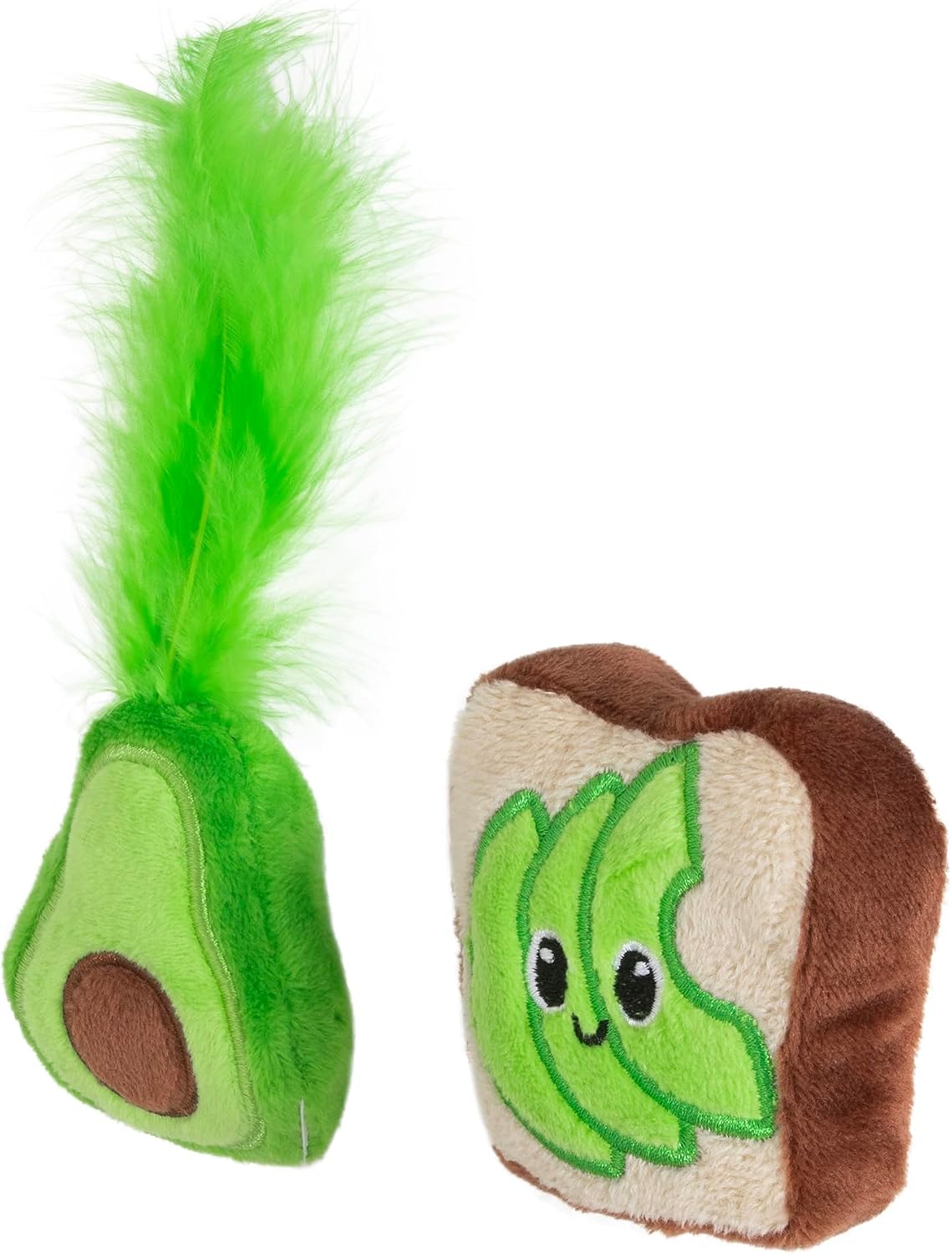 Quirky Kitty Ice Cream Kicker Catnip Crinkle Feather Soft Plush Cat - Pack of 2 / Avocado Toast - image 4