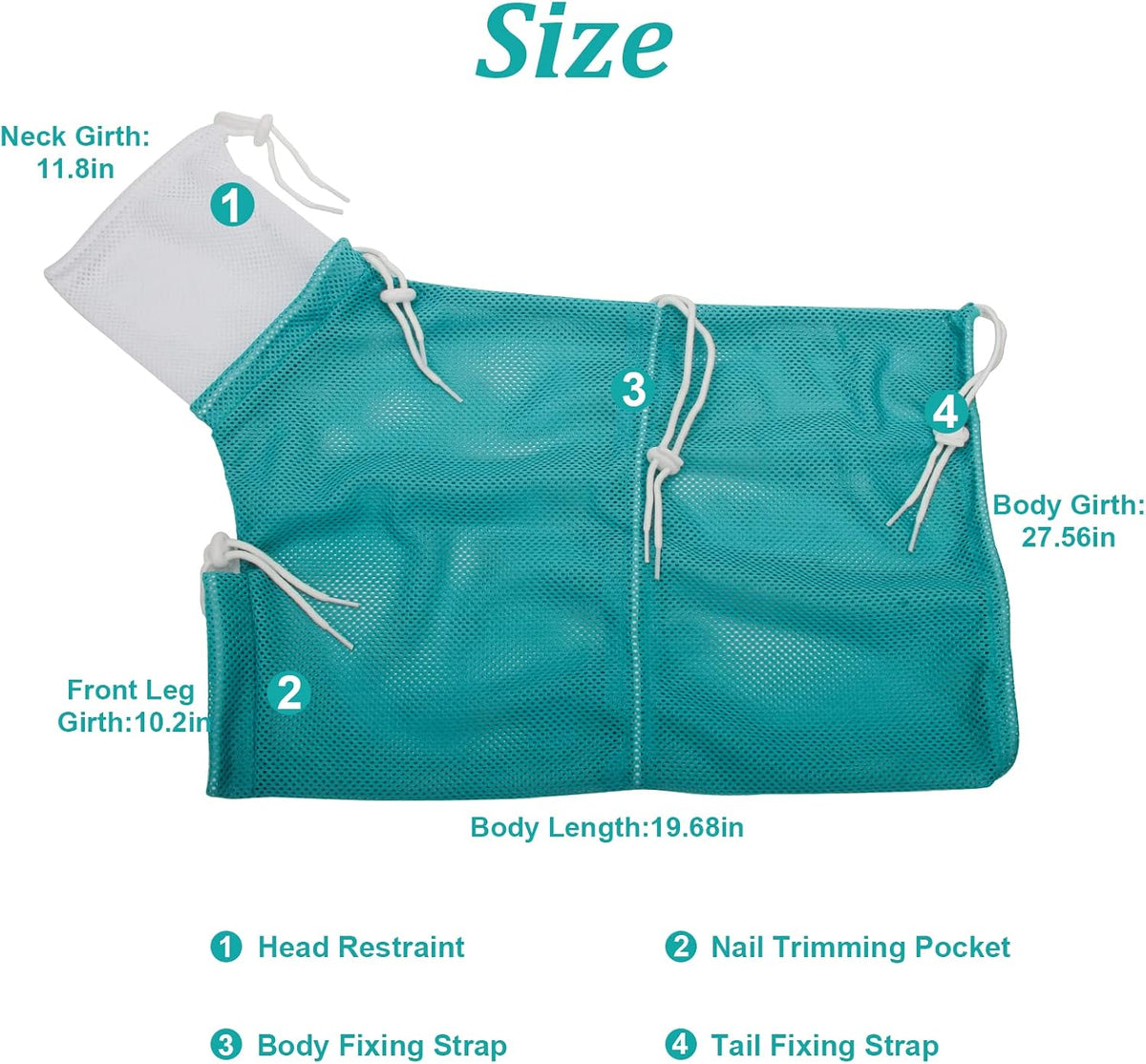 Cat Bathing Bag Anti Scratch Grooming Shower Washing Bag for Nail - White-Green - image 2