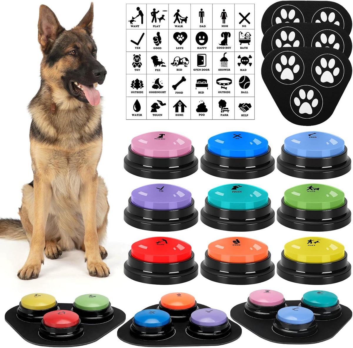 6 Pcs Dog Talking Button Set - 9 Pack‑3 Mat