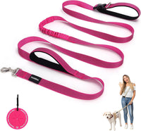 Hands Free Dog Leash, Waist & Crossbody 2-in-1 for Jogging & Hiking – Essentials for Dogs - Hot Pink / Large (8–10FT)