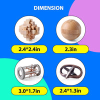 ActPo 9 piece brain teaser puzzles set with metal and wooden 3D puzzles - view 12