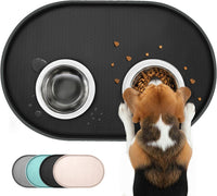 Conlun Dog Food Mat,1/2 Inch Raised Edges Cat Feeding Mat for Spill Containment,BPA-Free Silicone - 24"L x 24"W / Black