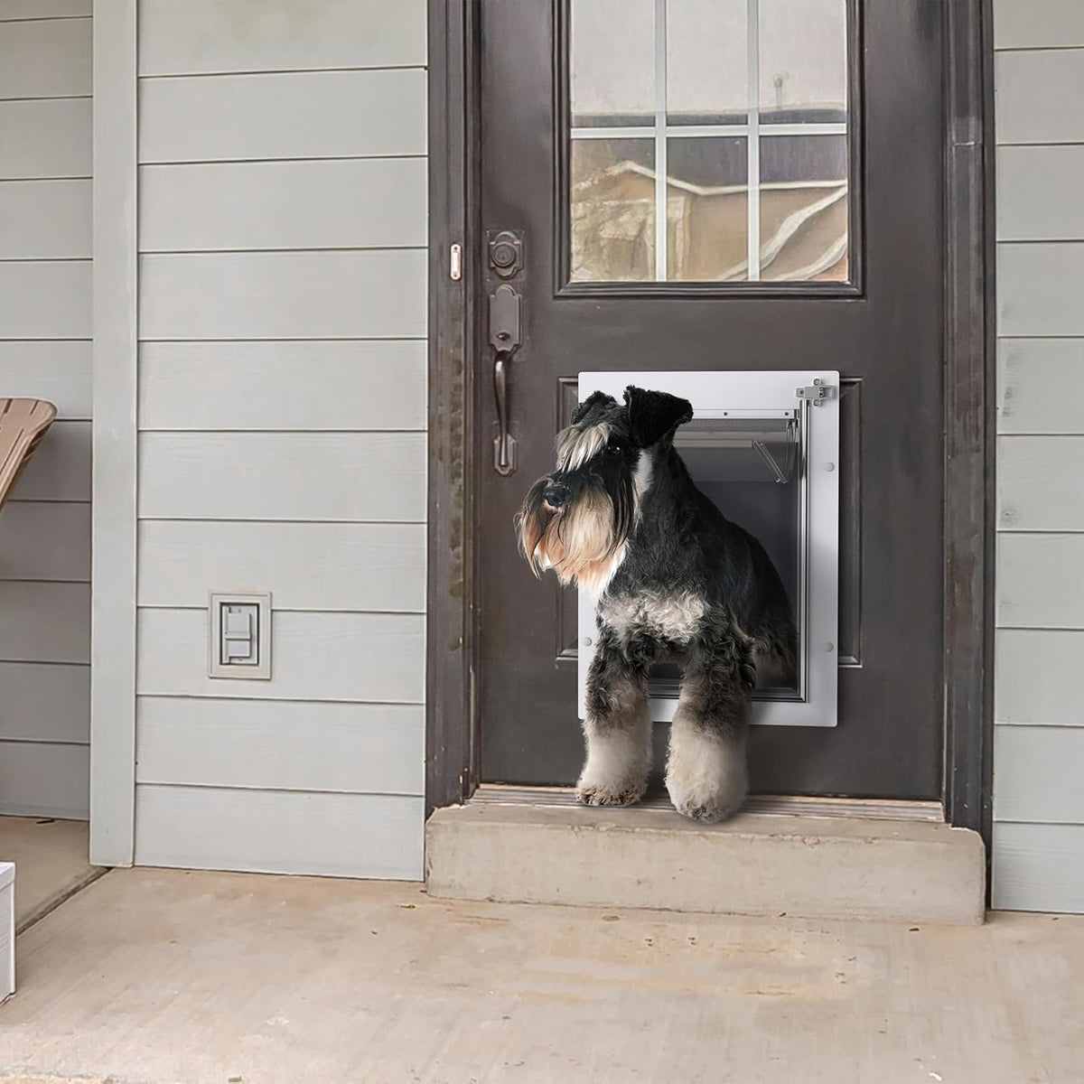 Baboni Dog Door for Door, 3-Flap, Durable Plastic Frame - White / Medium / Metal Frame - image 2
