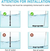 YukiHalu Small Submersible Aquarium Heater, Adjustable Mini Fish Tank Heater 25W 50W 100W 200W 300W with External Temperature Controller, LED Display, Used for 5/10/20/40/60 Gallons (50 Watts)