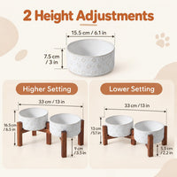 Elevated Dog Bowls, Raised Ceramic Dog Bowl for Small & Medium Dogs – Essentials for Dogs - Double Bowls with Stand- Arctic White / 3.4CUPS - image 2