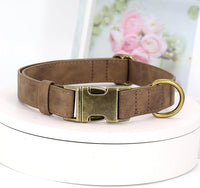Didog Soft PU Leather Dog Collar, Stylish Quick Released Dog Collar for Large Dogs, Easy Clean Adjustable Pet Collar for Daily Walking, Brown, L Fit 15-23" Neck