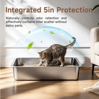 Stainless Steel High Sides Cat Litter Box - L-19.49"L x 13.58"W x 3.94"H - image 2
