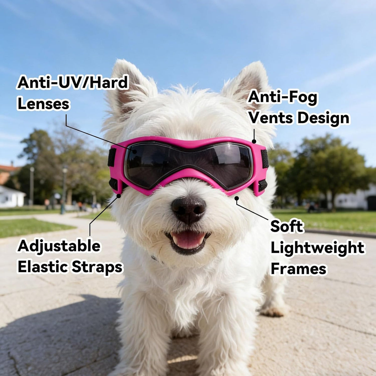 Dog Sunglasses for Extra Small Breed UV Protection Windproof XS Dog - Small / Pink - image 3