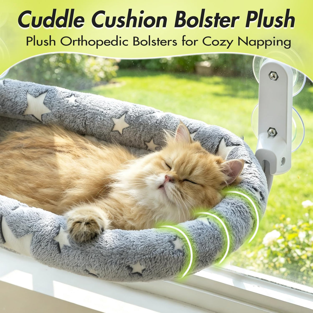 Glow in the Dark Cat Window Perch, Foldable Cordless Pet Hammock - 1PC Cushion Stars Bed - M - image 4