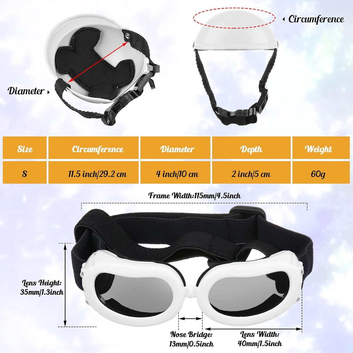 Frienda Dog Helmet and Goggles - S / White - image 2