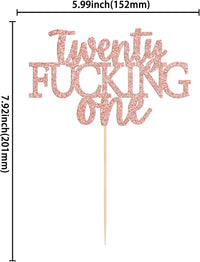 Gyufise black glitter 21st birthday cake topper on a food-grade pick - view 22