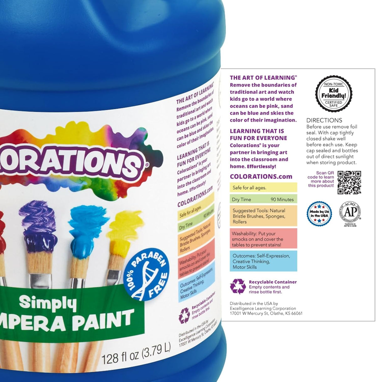 Colorations paraben-free orange tempera paint for kids, 1 gallon container - view 11