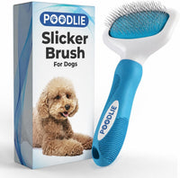 Poodle Pet Slicker Brush, For Dogs, Cats, and Rabbits - Blue / Regular Size