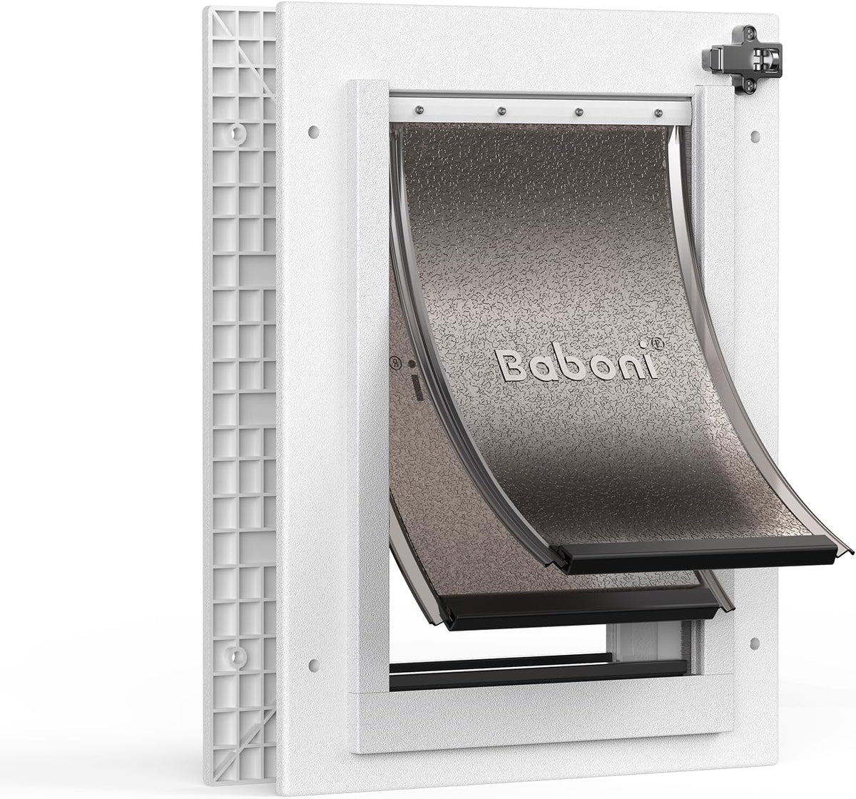 Baboni Dog Door for Door, 3-Flap, Durable Plastic Frame - Snow White / Small(Plus) / Plastic Frame