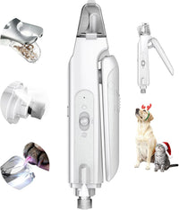 2-in-1 Cat & Dog Nail Clippers with Grinder and Dual LED Lights – Essentials for Dogs - White 2
