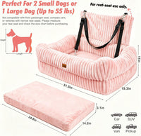 Pawaboo Dog Car Seat Bed, Memory Foam Booster for Medium/Large Dogs, Beige – Essentials for Dogs - Light Pink - image 3