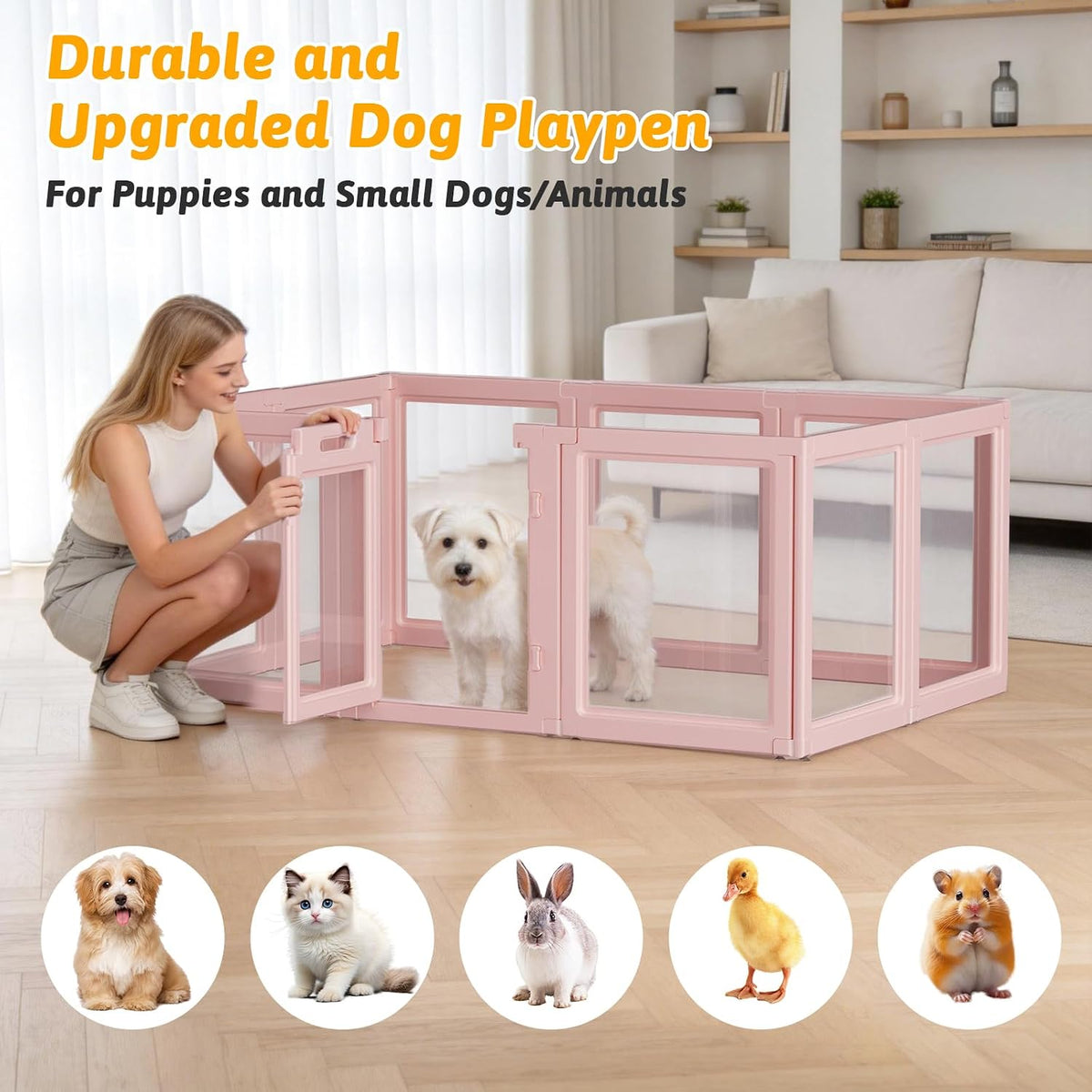 DIY Clear Acrylic Dog Playpen House - Skin Pink / 10PCS / 23.6"H - image 4