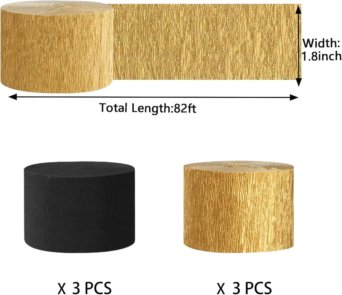 We Moment Dusty Blue Light Blue White Crepe Paper Streamers 1.8 Inch - Black and Gold - image 2