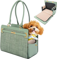 2-in-1 Stylish Dog Purse Carrier Travel Tote Bag for Small Dogs Cats - Green / 15" L x 7.5" W x 12.2" H