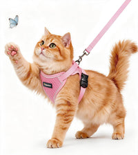 Cat Harness and Leash for Walking - Pink / S (7-12lb)