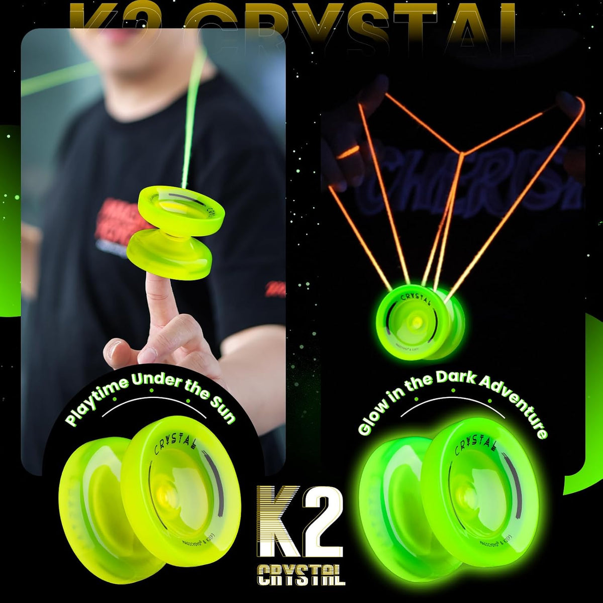 MAGICYOYO K2 Yoyo Professional Glow in The Dark - Glow Yellow - image 4