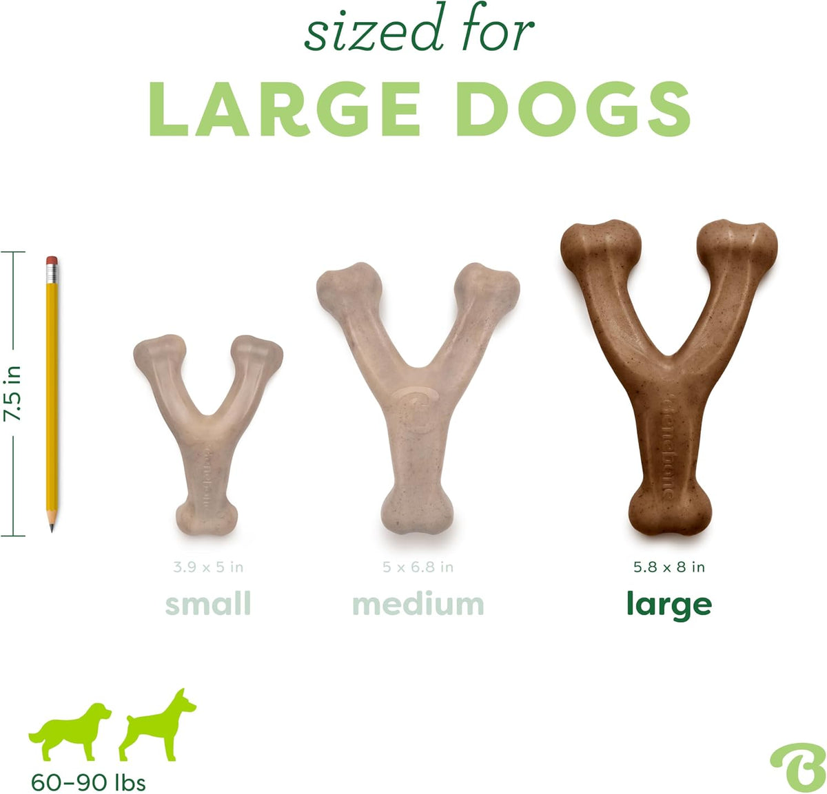 Benebone Wishbone Dog Chew Toy for Aggressive Chewers - Variety Pack: Bacon, Chicken, Peanut / 3 Pack - Large - image 3