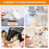 2Pcs Stainless Steel Dog Comb, Round Tooth Cat Comb with 2 Tooth Widths, Metal Combs for Removing Knots and Tangles, Grooming Tool for Long and Short Hair Pets, 7.5 IN Silver