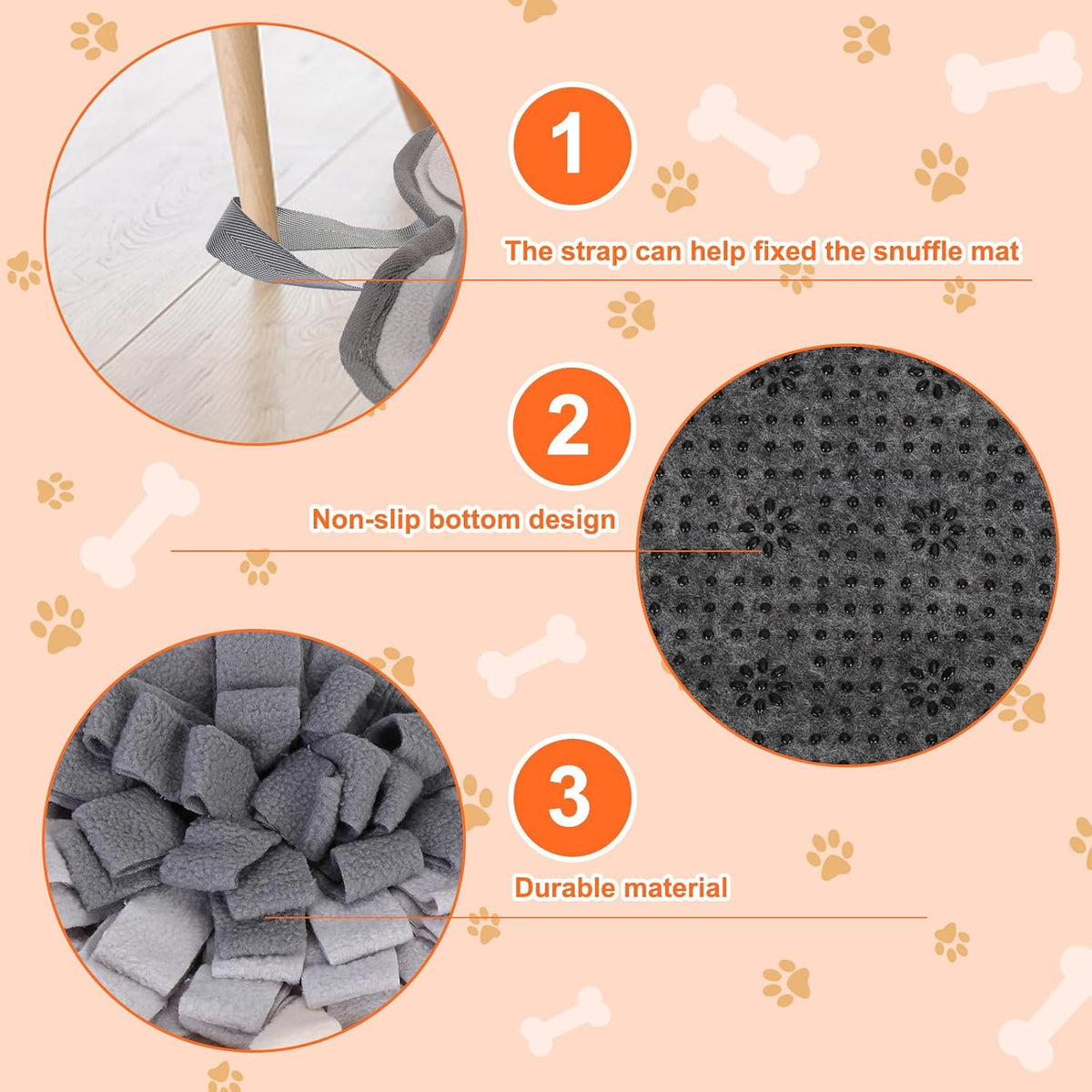 Snuffle Mat for Small Medium Dogs Nose Smell Training - Light Grey - image 3
