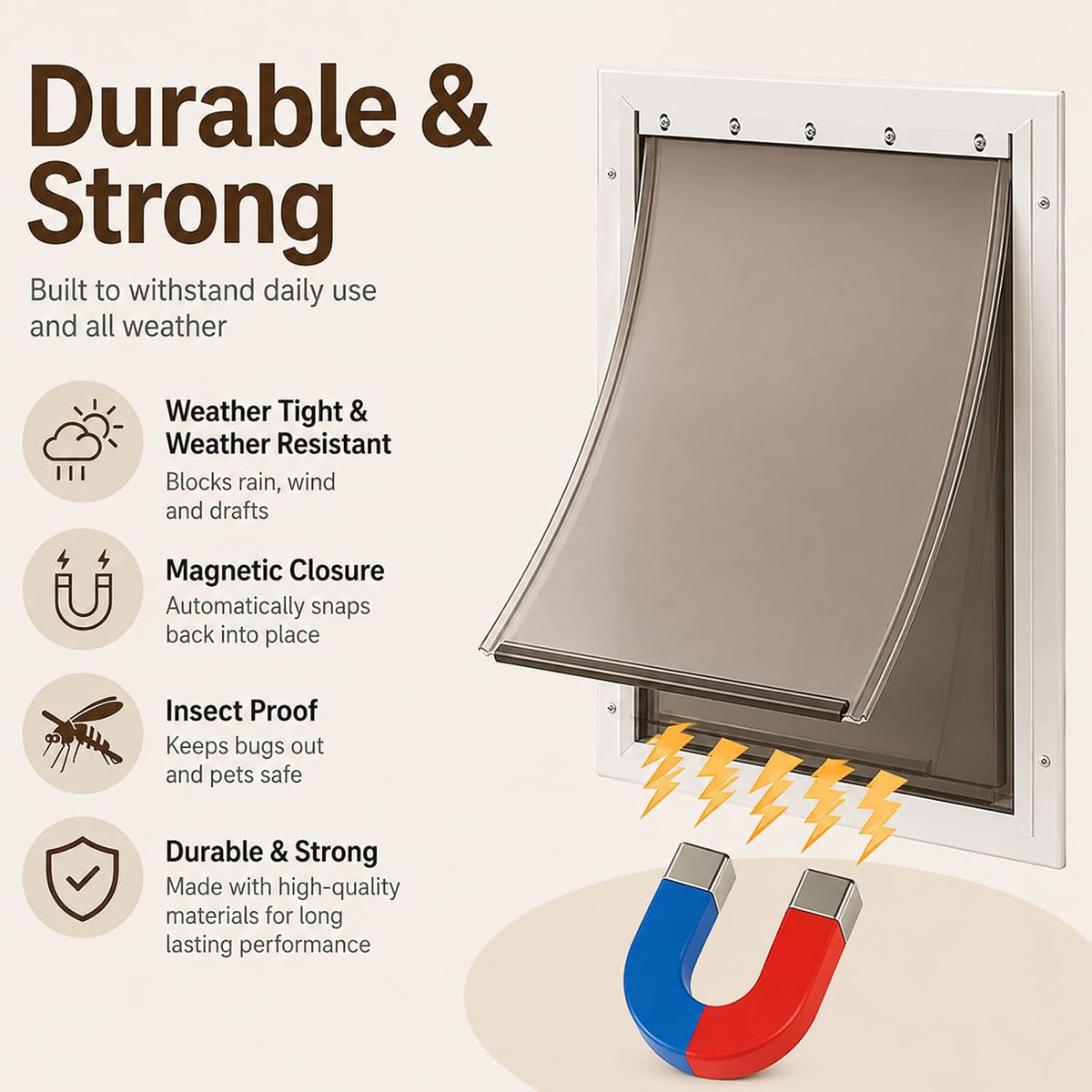 PAC11-11039 pet door replacement flap in TPU with magnetic strip for large pets - view 3