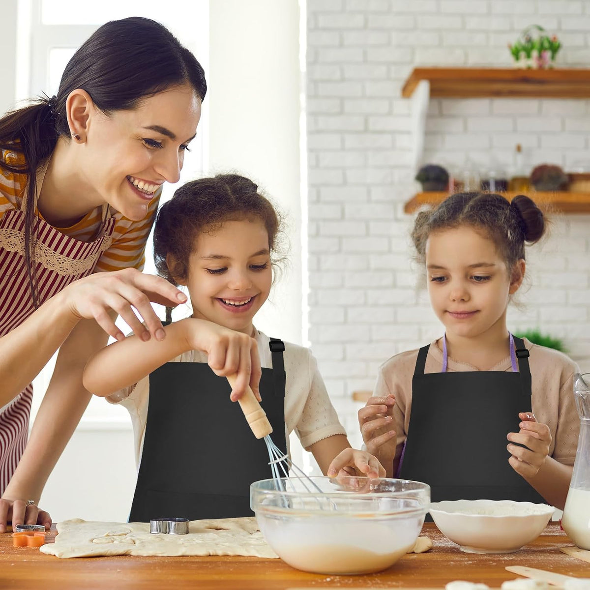 5 Pack Kids Apron Adjustable Children Apron with 2 Pockets Children - Black / 10 - image 4
