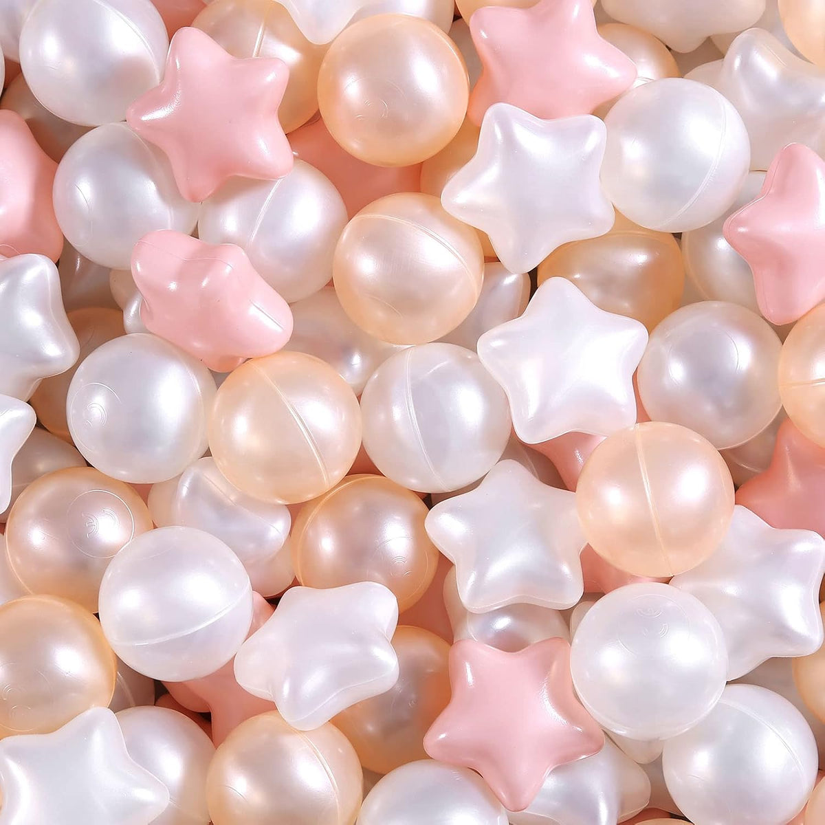 Realhaha Ball Pit Balls Star Shapes Plasticballs for Ballpit Playpen – Fun for Kids & Family - Pink Gold White / 500