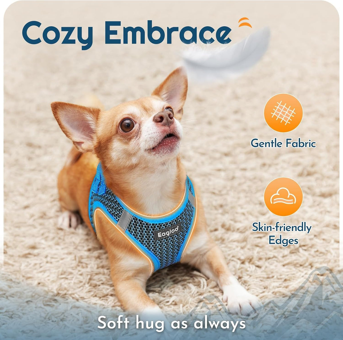 Eagloo Small Dog Harness and Leash Set - L(Chest:18.2"-20.5") / Blue - image 4