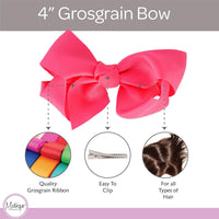 Motique Accessories 4 inch dusty rose grosgrain hair bow for girls on a metal alligator clip - view 17