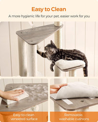 Feandrea Cat Tree, 64.6-Inch Multi-Level Tower with 5 Scratching Posts – Essentials for Cats - Heather Greige - image 4