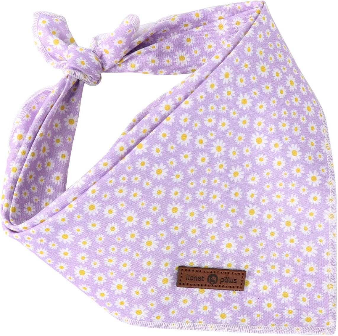 Lionet Paws Spring Daisy Dog Bandana Washable Cotton Handkerchief - Purple Daisy / Large (Pack of 1) - image 2