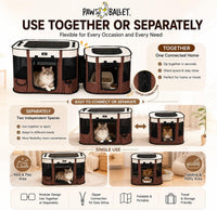 Foldable Pet Kitten Playpen - Brown / Medium (2-IN-1) - image 4