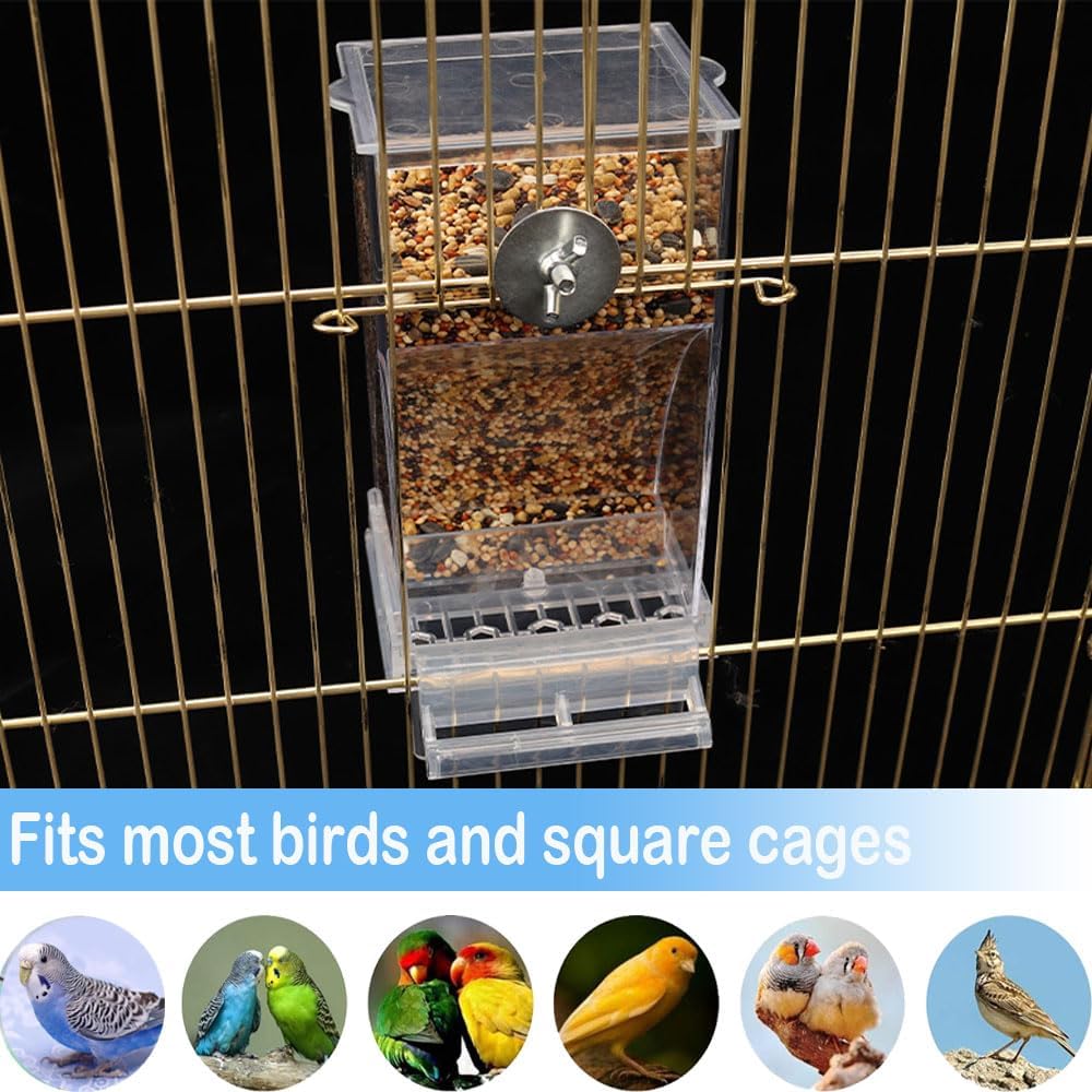 Bird Parrot Feeders, No Mess Automatic Cage Feeder Dispenser Food Container, Auto Bird Seed Bowl - image 4