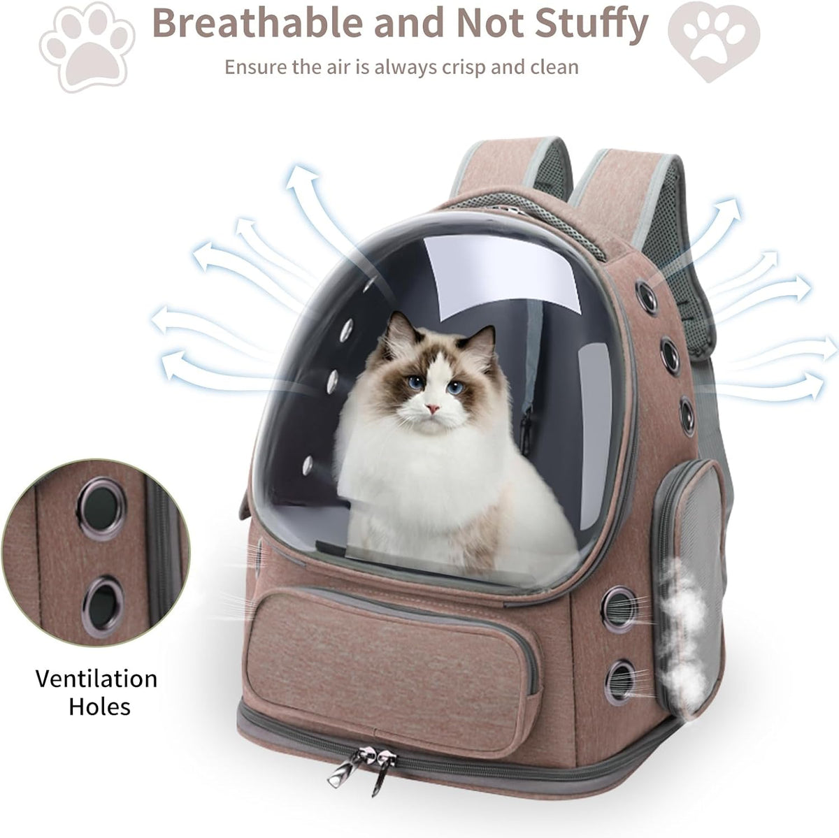 Cat Backpack Carrier for Cats and Small Dogs - Brown / Large - image 2