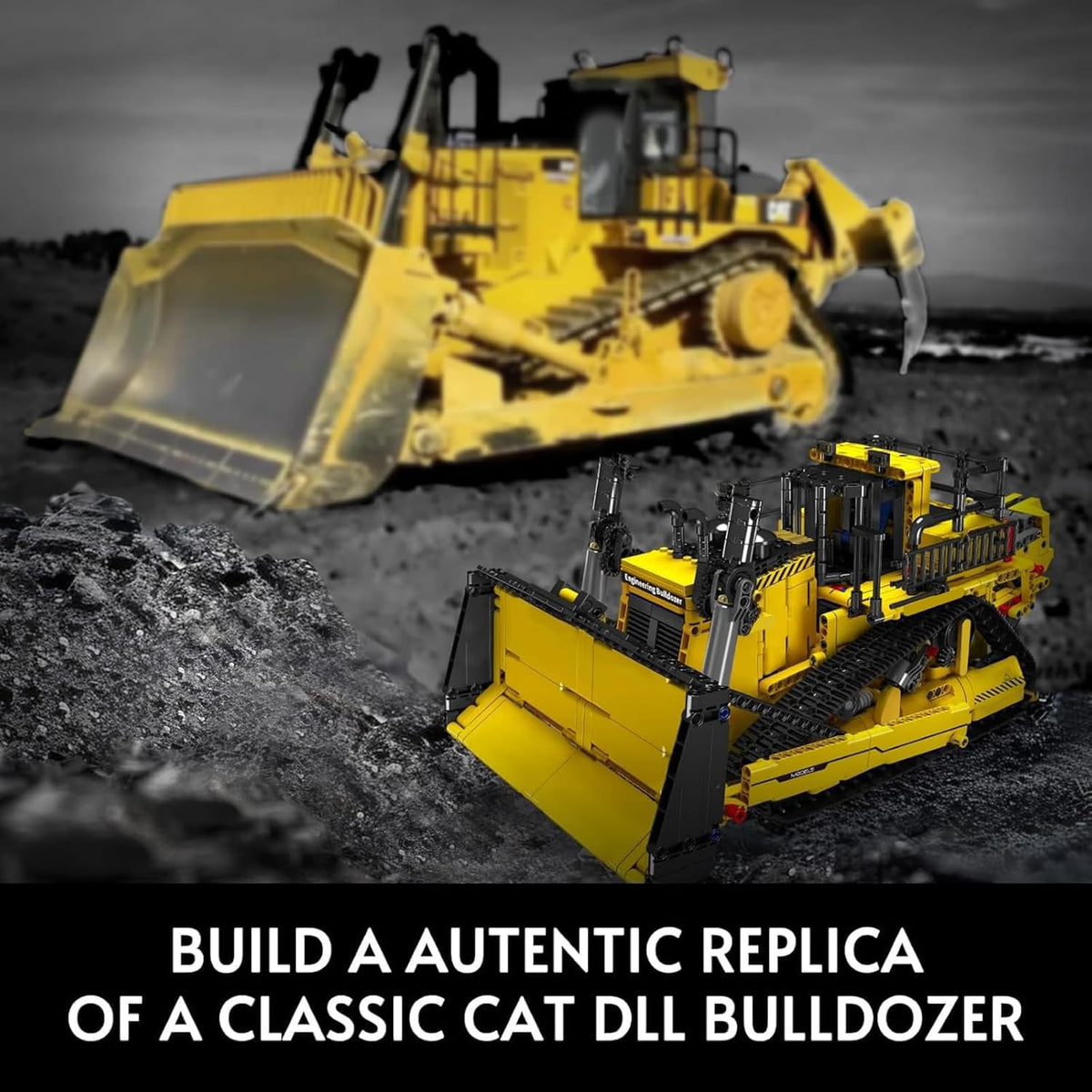 Mould King app-controlled RC bulldozer building set with track drive - view 3