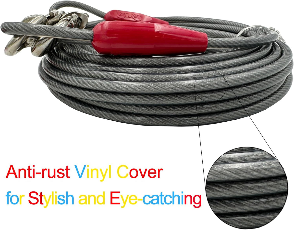 30ft Reflective Tie-Out Cable for Heavy Dogs Up to – Essentials for Dogs - 250lbs40ft / Red & Cool Grey - image 3
