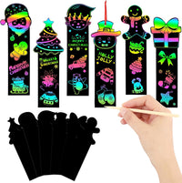 AUGSUN fall rainbow scratch art bookmarks with pumpkin and leaf designs - view 10