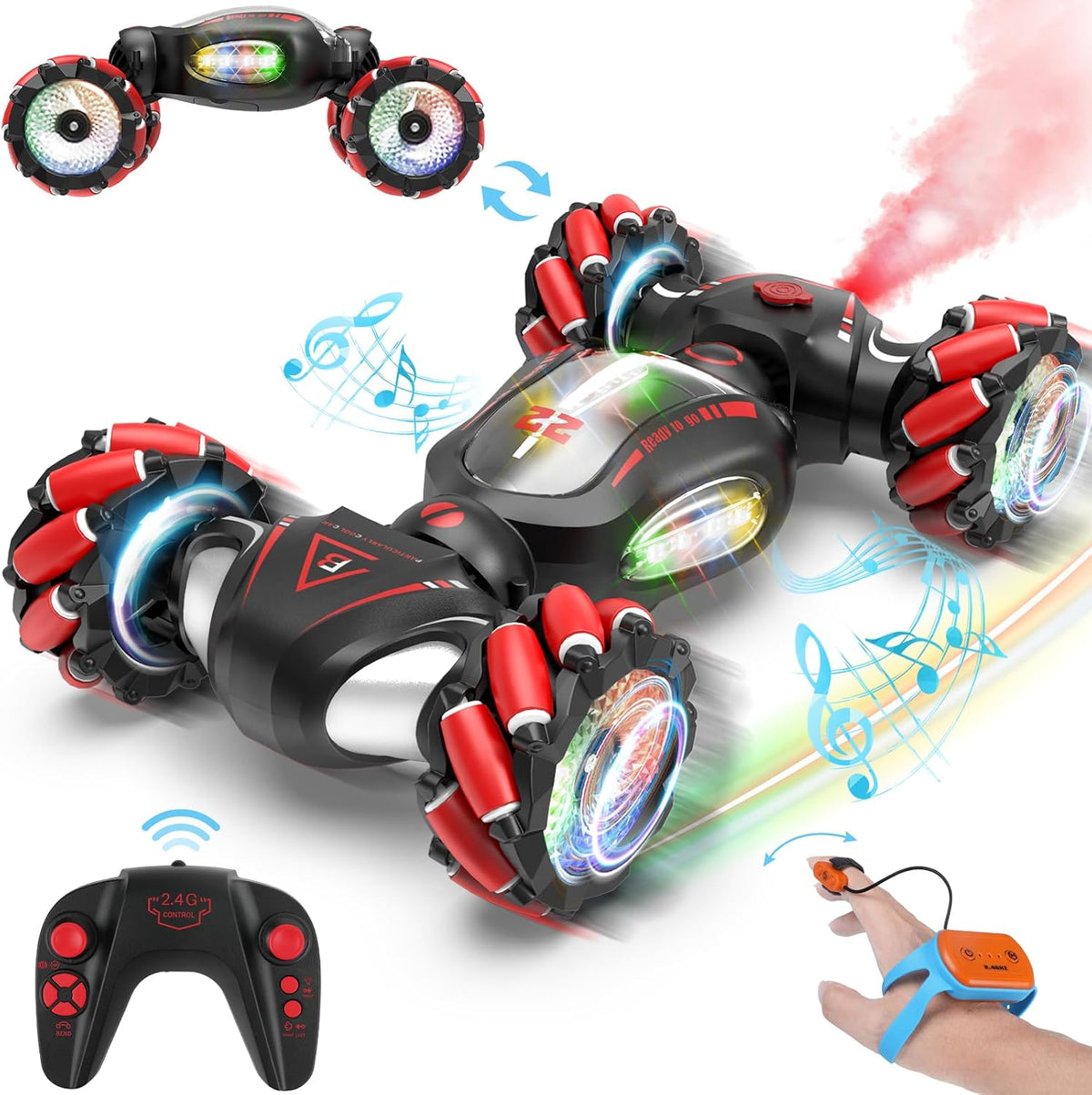Fosgoit Gesture Sensing RC Stunt Car - Black Red