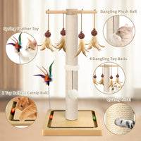 Cat Scratching Post, Sisal Scratcher with Enrichment Toys for Indoor Cats – Essentials for Cats - 25 Inches Tall / Single Track - image 2