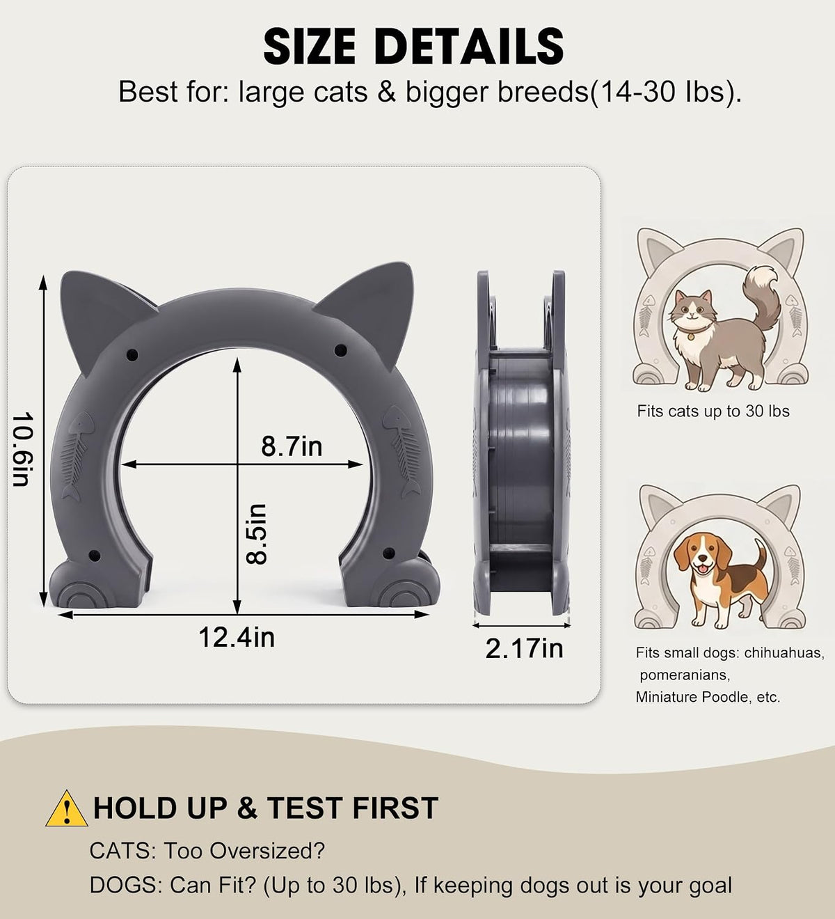 Wordcam X-Large Cat Door Interior Door for Pets 14-30lbs - Gray / X-Large - image 2